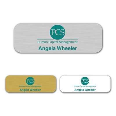 3" x 1" Aluminum Name Badge w/Full Color Imprint & Personalization